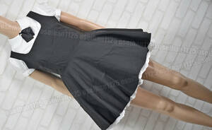 GOODLUCK グッドラック ショート丈スカート パニエ付き メイド服 メイド衣装 コスプレ衣装 ブラック ホワイト サイズS