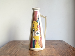 アンティーク雑貨花器 キリスト教 ヴィンテージデザイン 陶器聖水ホーリーウォーターボトル フラワーベース（H21.5cm） 花瓶 クロス ポット