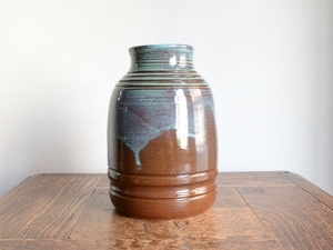 アンティーク花器 オブジェ ヴィンテージ デザイン 陶器 フラワーベース（H17.5cm） 華道 花瓶 生け花ポット