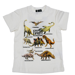 100cm 恐竜集合Tシャツ ホワイト ティラノザウルス 怪獣 男の子 ディノ ダイナソー トリケラトプス ペタラノドン 2324 キッズ かっこいい