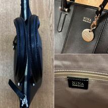 ほぼ未使用☆NINA * NINA RICCI ニナニナリッチ ■ コーティングレザー 2way ミニバッグ ミニトート ショルダーバッグ ブラック 黒 本革_画像8