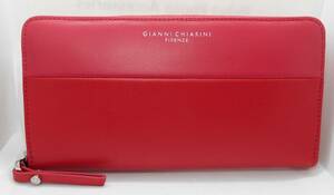 【新品】特価　GIANNI CHIARINI　レディース　長財布　ラウンドファスナー　PEONY－TOMATO　バイカラー　定価２３０００円