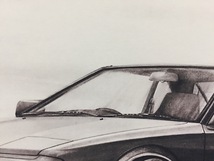 トヨタ　TOYOTA　MR2 ブラック　【鉛筆画】名車 旧車 イラスト A4サイズ 額付き サイン入り_画像3