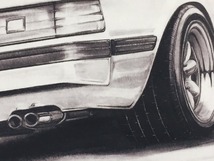 マツダ MAZDA SA サバンナRX-7 後期リア 【鉛筆画】名車 旧車 イラスト A4サイズ 額付き サイン入り_画像3