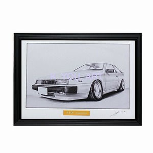 Art hand Auction ISUZU Piazza Early Period [Pencil Drawing] Famous Car Old Car Illustration A4 Size Framed Signed, artwork, painting, pencil drawing, charcoal drawing