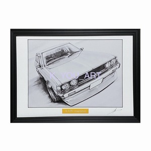  Mitsubishi MITSUBISHI Galant Sigma GSR custom [ pencil sketch ] famous car old car illustration A4 size amount attaching autographed 