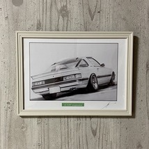 マツダ MAZDA SA サバンナRX-7 後期リア 【鉛筆画】名車 旧車 イラスト A4サイズ 額付き サイン入り_画像7