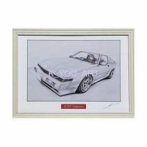 Art hand Auction Mitsubishi MITSUBISHI Stallion GSR-VR [Pencil Drawing] Famous Car Old Car Illustration A4 Size Framed Signed, artwork, painting, pencil drawing, charcoal drawing