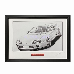 Art hand Auction トヨタ TOYOTA スープラA80【鉛筆画】名車 旧車 イラスト A4サイズ 額付き サイン入り, 美術品, 絵画, 鉛筆画, 木炭画