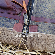 ■高品質■1930'sスタイル USA B3 フライトジャケット 最上級羊革 ラムウール 毛皮 レザージャケット ブルゾン厳冬対策_画像6
