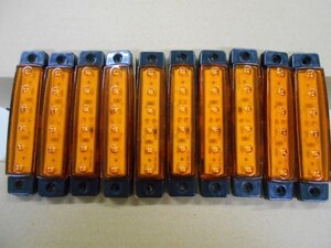 ★ 送料無料★ 新品:橙色/オレンジ 汎用 サイドマーカー車高灯 ランプ 6LED 10個セット 24V デコトラ 6LED-オレンジ 【A-3】