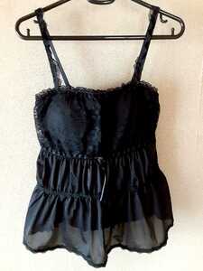  cup attaching camisole M Cami PJpi-chi* John cup attaching Cami black black race Western-style clothes lady's clothes 