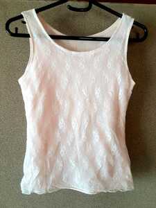  tank top no sleeve tops M.. feeling summer race Western-style clothes Pink Lady -s clothes M size 