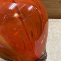 Art Glass 手作り 日本製 ガラス製 花びん 花器 花入 花瓶 ツボ 壺 つぼ 古道具 昭和レトロ インテリア 和風 オブジェ オレンジ系 中古_画像9