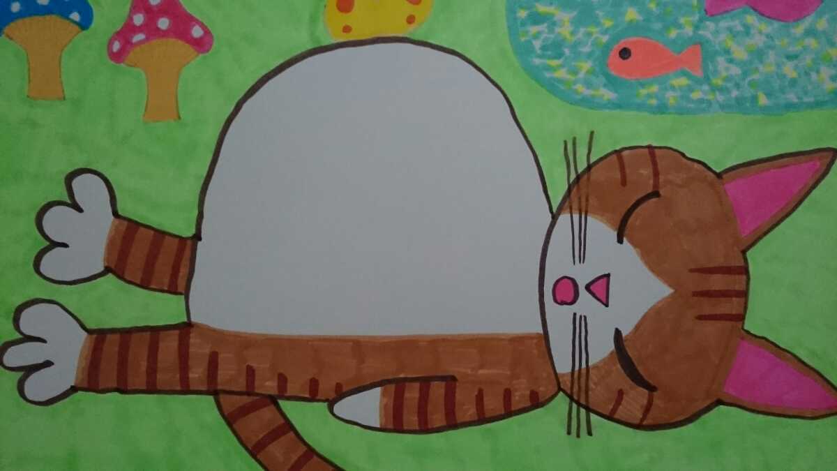 B5 사이즈 오리지널 손으로 그린 작품 일러스트 배불뚝이 고양이, 만화, 애니메이션 상품, 손으로 그린 그림