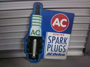 AC SPARK PLUGS ACデルコ 看板　サイン　温度計付き　世田谷ベース　ガレージ　アメ車