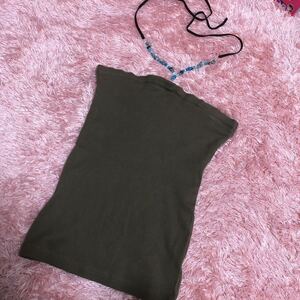  new goods unused khaki - halter-neck bare top 