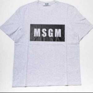 【XS】MSGM エムエスジーエム/半袖Tシャツ/パネルロゴプリント/グレー