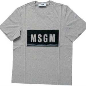 【XS】MSGM エムエスジーエム/半袖Tシャツ/パネルロゴプリント/1000MM67/グレー