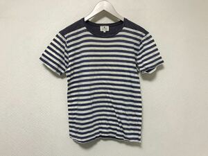 本物ランバンオンブルーLANVINenBlueコットンボーダー柄半袖Tシャツメンズビジネススーツアメカジサーフ青ブルー白46M日本製