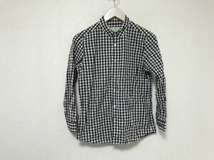  genuine article United Arrows beauty and Youth UNITEDARROWS cotton silver chewing gum check pattern long sleeve shirt men's business suit white white black S