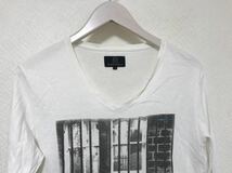 本物アールニューボールドRNEWBOLDコットン Vネックプリント長袖TシャツロンTメンズビジネススーツアメカジ白ホワイトM_画像2