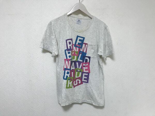 本物アールニューボールドRNEWBOLDコットン プリント半袖TシャツメンズビジネススーツアメカジグレーM