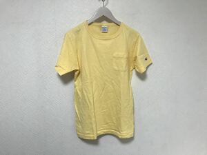 本物チャンピオンChampionコットン胸ポケット半袖TシャツメンズアメカジサーフイエローSアメリカ製USA