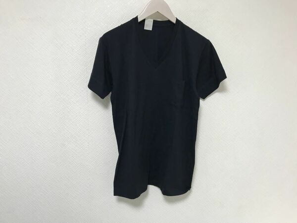 本物エヌハリウッドNHOOLYWOODコットンVネック半袖Tシャツメンズアメカジサーフビジネススーツ黒ブラック38M日本製