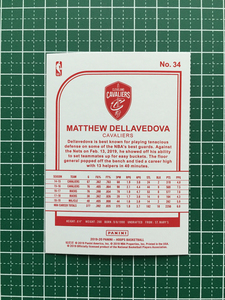 ★PANINI 2019-20 NBA HOOPS #34 MATTHEW DELLAVEDOVA［CLEVELAND CAVALIERS］ベースカード RED BACK パラレル版 2020★