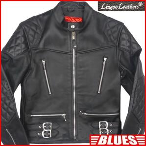 即決★Liugoo Leathers★メンズM レザーライダースジャケット リューグーレザー 黒 本革 シングル 本皮 パンクロック 立襟 ツーリング