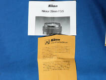 美品 Nikon Ai-S Nikkor 28mm f3.5S マニュアルフォーカスレンズ 一眼レフカメラ用交換レンズ　広角レンズ_画像9