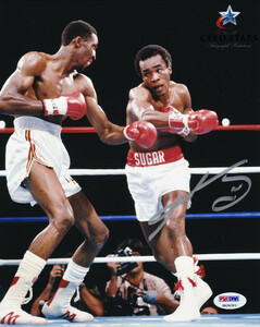 [CS patent (special permission) ]shuga- Ray * Leonard with autograph 8×10 poster PSADNA company autograph . site visually limitation issue proof attaching 5 floor class champion's title . person 