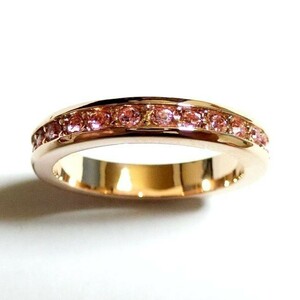 14 number full Eternity Swarovski crystal light rose pink gold ring ring lady's 