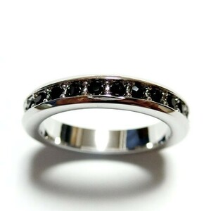 6 number full Eternity Swarovski crystal jet silver ring ring unisex man and woman use lady's men's 