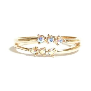 15 number double line Swarovski crystal Aurora clear pink gold ring ring lady's 