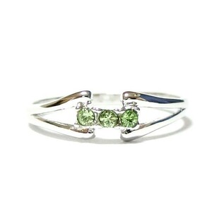 15 number twin frame Swarovski crystal peridot silver ring ring unisex man and woman use lady's men's 
