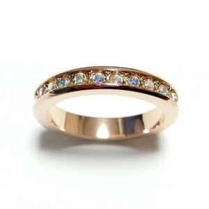 9 number full Eternity Swarovski crystal Aurora clear pink gold ring ring lady's 