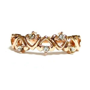 15 number seven Heart Swarovski crystal pink gold ring ring lady's 