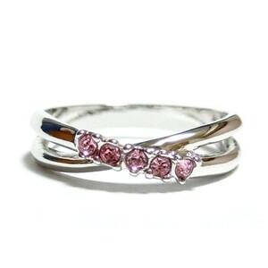 15 number Cross line Swarovski crystal light rose silver ring ring lady's 