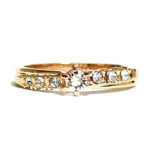 15 number Kirameki ... diagonal line Swarovski crystal pink gold ring ring lady's 