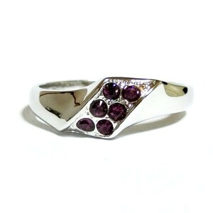 11 number Swarovski crystal diagonal line amethyst silver ring ring unisex man and woman use lady's men's 