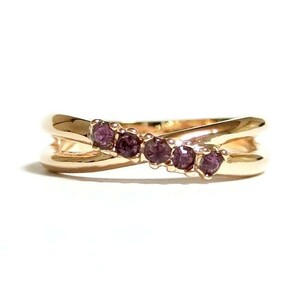 13 number Cross line Swarovski crystal amethyst pink gold ring ring lady's 