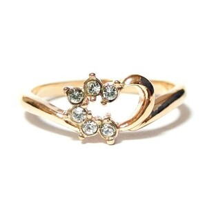 17 number Heart . cute Swarovski crystal pink gold ring ring lady's 