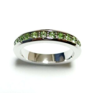 № 6 Полное atanity Swarovski Crystal Pelidot Серебряное кольцо кольцо кольцо Unisex Unisex Ladies Men