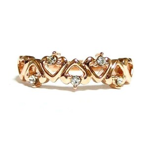 17 number seven Heart Swarovski crystal pink gold ring ring lady's 