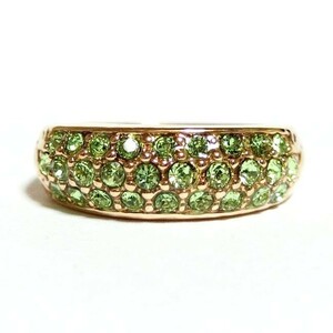15 number gorgeous pave Swarovski crystal peridot pink gold ring ring lady's 