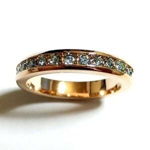 11 number full Eternity Swarovski crystal aquamarine pink gold ring ring lady's 