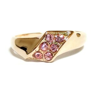 № 15 Swarovski Crystal Diagonal Line Light Light Rose Pink Gold Ring Women Женщины