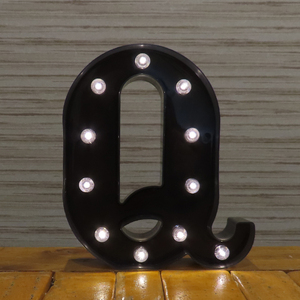 ブラック マーキーサイン アルファベット ( Q ) LED ライト ランプ 電池式 照明 飾り 装飾 誕生日 結婚式 パーティー インテリア